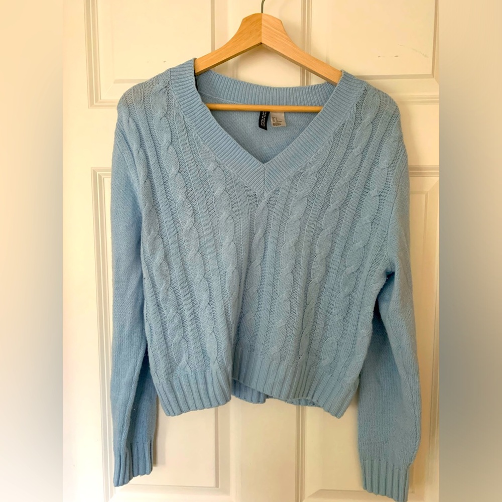 Blue Cable Knit Sweater